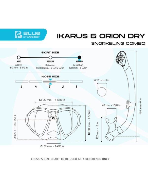 Combo Cressi Ikarus & Orion Dry, Buceo, Snorkeling, Azul - Image 8